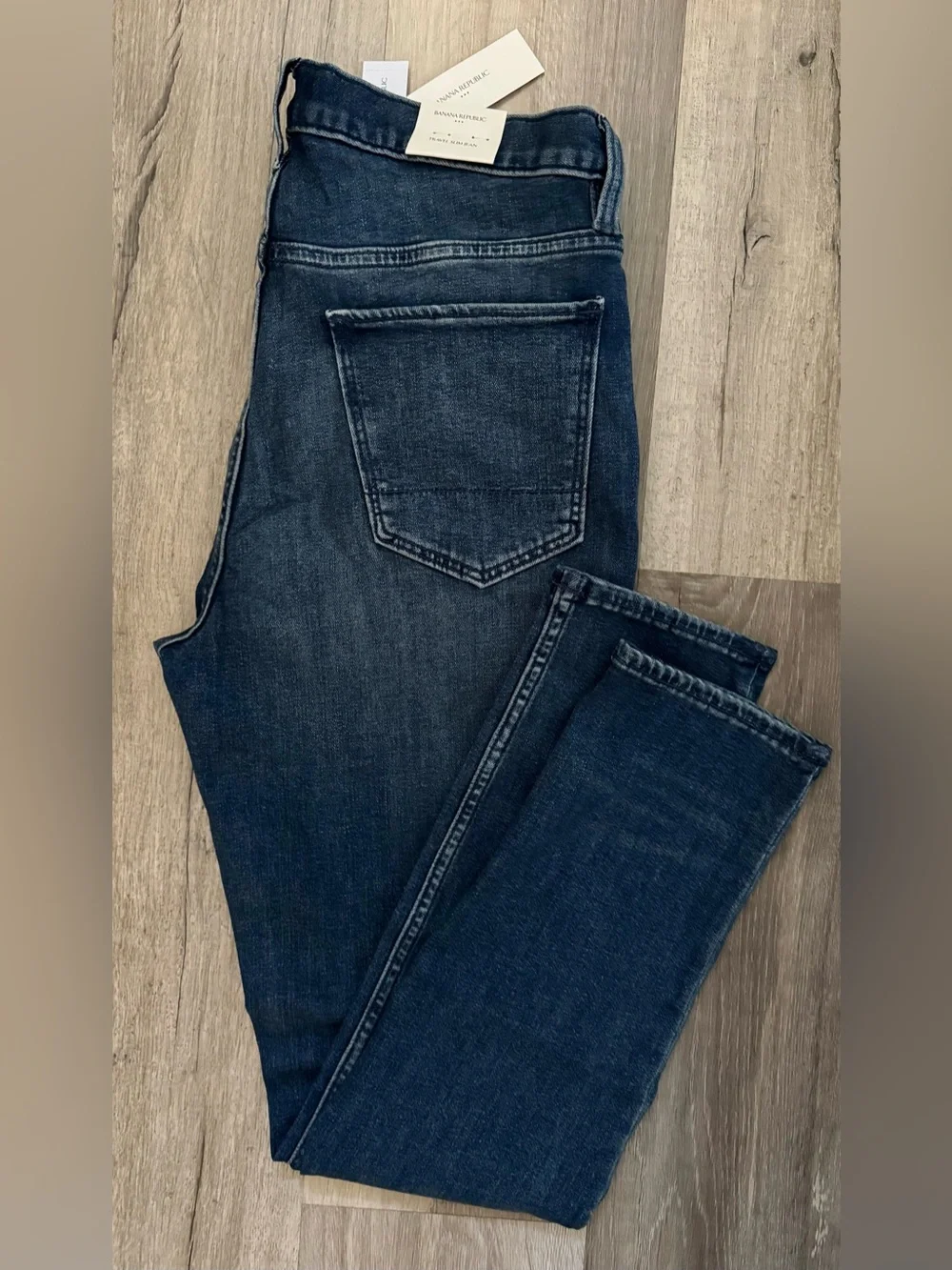 Banana Republic Premium Slim Fit Jeans Mens Size 42 X 34 Travel Blue Stretch NEW